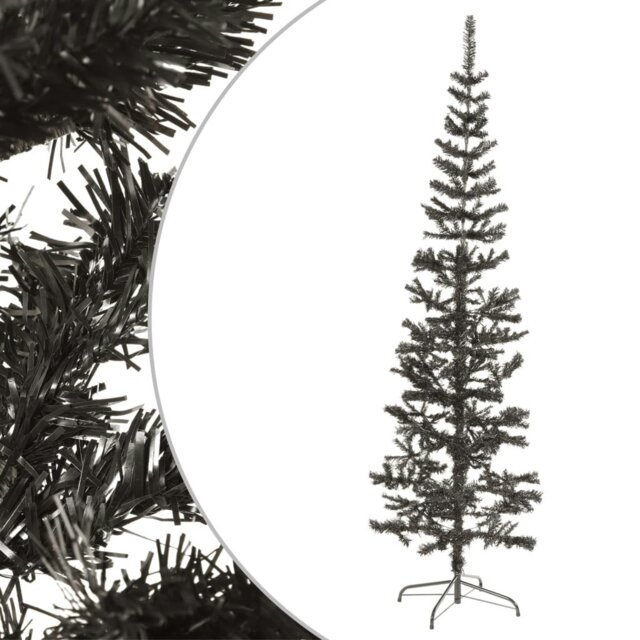 Rackhams Slim Christmas Tree Black 240 cm - Black - PVC, steel - image 1