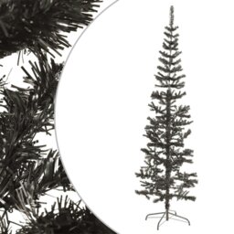 Rackhams Slim Christmas Tree Black 240 cm - Black - PVC, steel