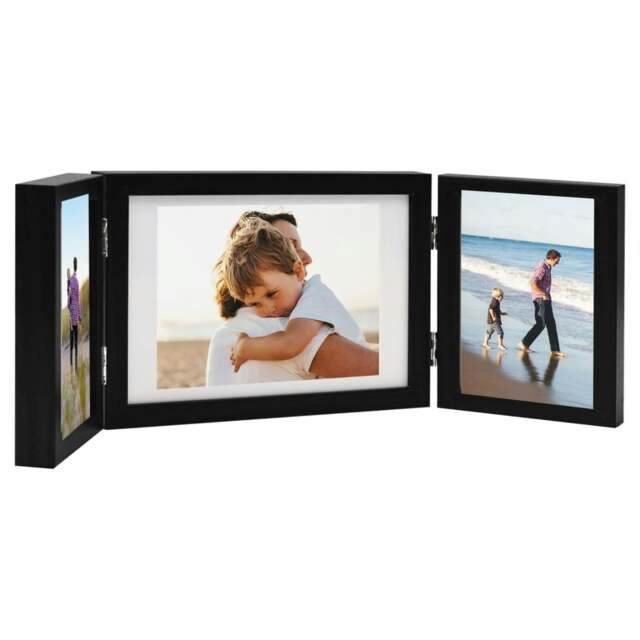 Rackhams Trifold Photo Frame Collage Black 28x18 cm+2x