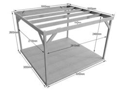 Rackhams Wooden Box Pergola and Decking Kit - Natural (Light Green) - 3m x 3m - thumbnail 1