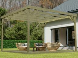 Rackhams Wooden Box Pergola and Decking Kit - Natural (Light Green) - 3m x 3m - thumbnail 3