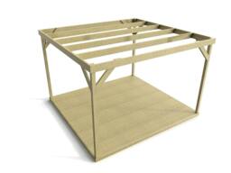 Rackhams Wooden Box Pergola and Decking Kit - Natural (Light Green) - 3m x 3m - thumbnail 2