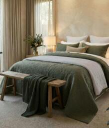 Rackhams Hawthorne Bedspread Set Ivy - thumbnail 3