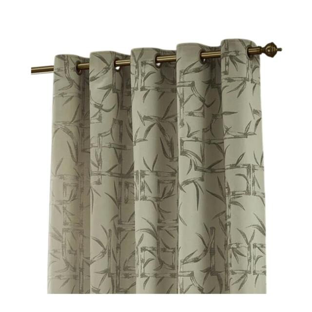 Rackhams Jacquard Bamboo Print Eyelet Curtains - Champagne - 229cm x 137cm - Champagne - 100% Polyester - image 1