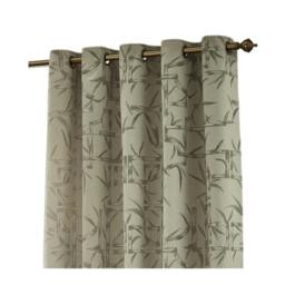 Rackhams Jacquard Bamboo Print Eyelet Curtains - Champagne - 229cm x 137cm - Champagne - 100% Polyester
