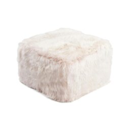 Rackhams Long Wool Sheepskin Pouf - Ivory - thumbnail 5