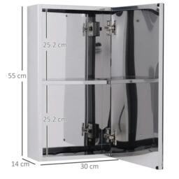 Rackhams Stainless Steel Wall-mounted Bathroom Mirror Storage Cabinet 300mm (W) - thumbnail 3
