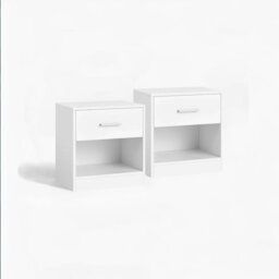 Rackhams Set of 2 Bedside Tables with Drawers and Shelf –  Nightstands for Bedroom or Living Room - thumbnail 1
