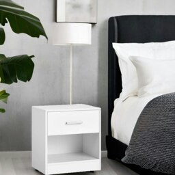 Rackhams Set of 2 Bedside Tables with Drawers and Shelf –  Nightstands for Bedroom or Living Room - thumbnail 2