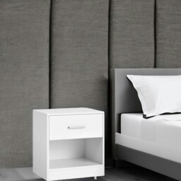 Rackhams Set of 2 Bedside Tables with Drawers and Shelf –  Nightstands for Bedroom or Living Room - thumbnail 3