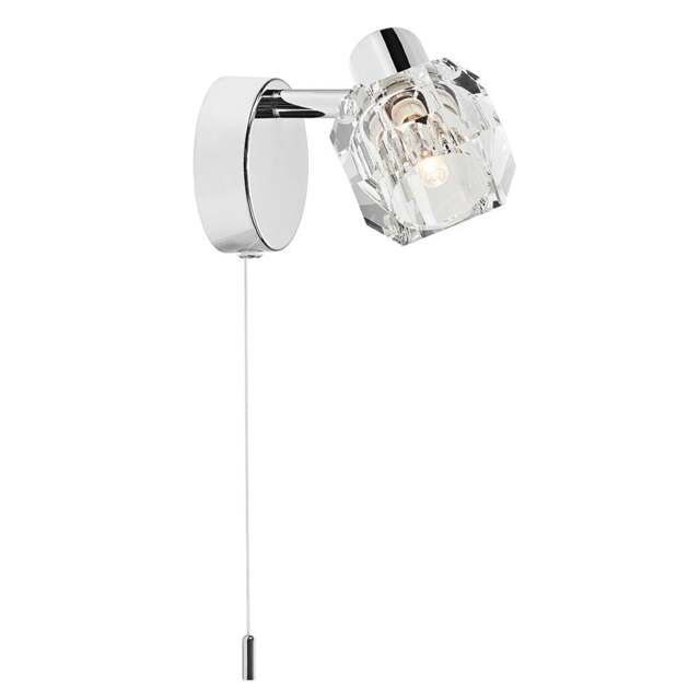 Rackhams Modern Polished Chrome Wall Light with Chunky Ice Cube Shade - image 1