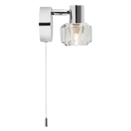 Rackhams Modern Polished Chrome Wall Light with Chunky Ice Cube Shade - thumbnail 2