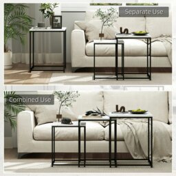 Rackhams Nesting Coffee Tables Set of 3 Stacking Sofa Side Tables White - thumbnail 4