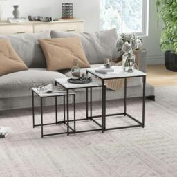 Rackhams Nesting Coffee Tables Set of 3 Stacking Sofa Side Tables White - thumbnail 1