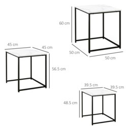 Rackhams Nesting Coffee Tables Set of 3 Stacking Sofa Side Tables White - thumbnail 6