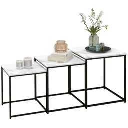 Rackhams Nesting Coffee Tables Set of 3 Stacking Sofa Side Tables White - thumbnail 2