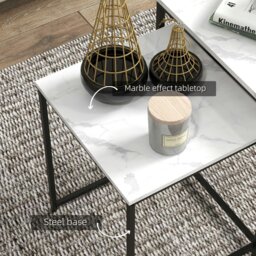 Rackhams Nesting Coffee Tables Set of 3 Stacking Sofa Side Tables White - thumbnail 5