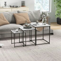 Rackhams Nesting Coffee Tables Set of 3 Stacking Sofa Side Tables White - thumbnail 3