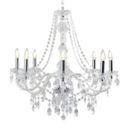 Rackhams Vivienne 8 Light Chrome & Clear Chandelier Ceiling Pendant - thumbnail 1