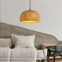 Rackhams Rattan Woven Wicker Boho Rattan Ceiling Light Pendant Shade Natural Brown - thumbnail 4