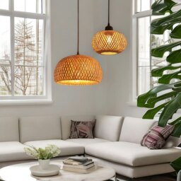 Rackhams Rattan Woven Wicker Boho Rattan Ceiling Light Pendant Shade Natural Brown - thumbnail 3