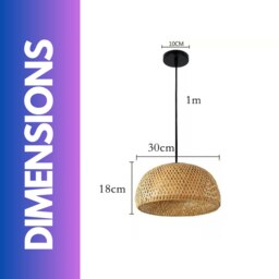Rackhams Rattan Woven Wicker Boho Rattan Ceiling Light Pendant Shade Natural Brown - thumbnail 6