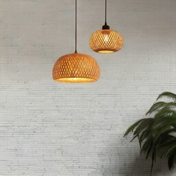 Rackhams Rattan Woven Wicker Boho Rattan Ceiling Light Pendant Shade Natural Brown - thumbnail 2