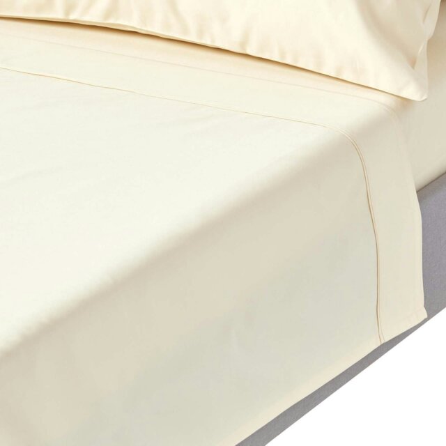 Rackhams Premium 1000 TC Egyptian Cotton Sateen Weave Flat Sheet - Cream - Single - image 1