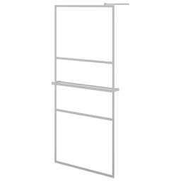 Rackhams Walk-in Shower Wall with Shelf Chrome 90x195 cm ESG Glass&Aluminium - thumbnail 2