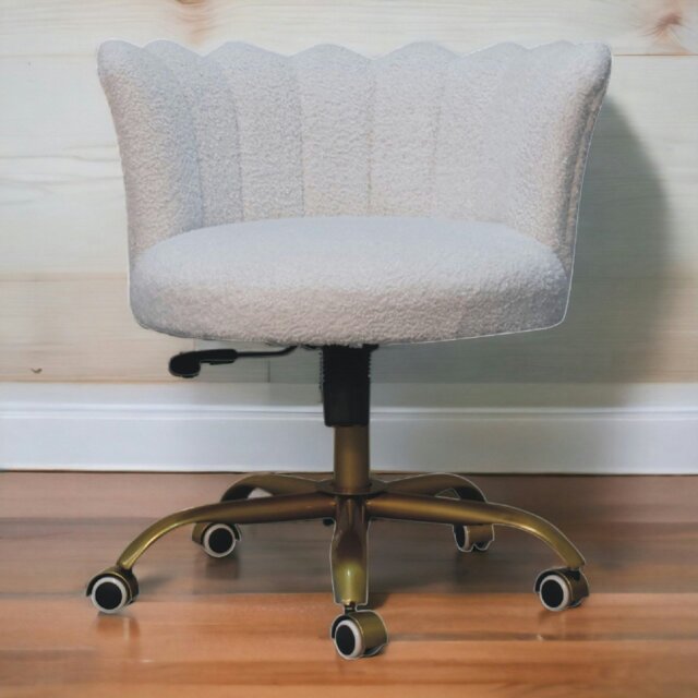 Rackhams White Boucle Swivel Chair - image 1