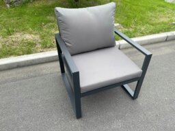 Rackhams Aluminum Outdoor Garden Chair with Cushions - Dark Grey - thumbnail 3