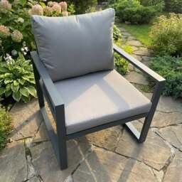 Rackhams Aluminum Outdoor Garden Chair with Cushions - Dark Grey - thumbnail 1