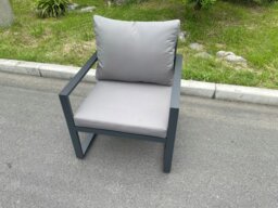 Rackhams Aluminum Outdoor Garden Chair with Cushions - Dark Grey - thumbnail 4