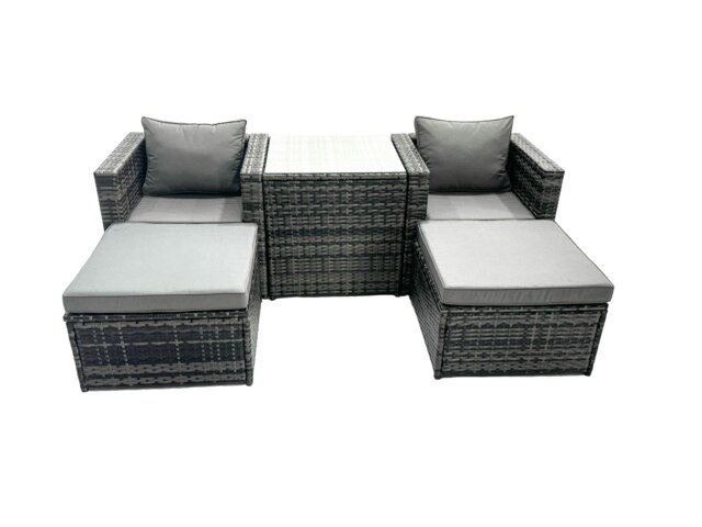 Rackhams Rattan Chair Footstool Garden Patio Furniture Set With High Tall Coffee Table 4 Seater - image 1