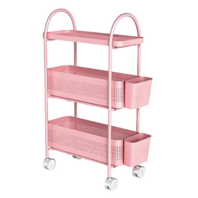 Rackhams 3 Tier Narrow Kitchen Trolley Cart with Pull-Out Baskets & Storage Bins - image 1