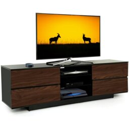 "Rackhams Avitus Gloss Black with 4-Walnut Drawers and 3-Shelf 32""-65"" LED/LCD/Plasma TV Stand"