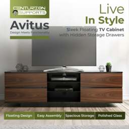 "Rackhams Avitus Gloss Black with 4-Walnut Drawers and 3-Shelf 32""-65"" LED/LCD/Plasma TV Stand" - thumbnail 6