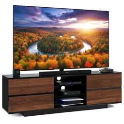 "Rackhams Avitus Gloss Black with 4-Walnut Drawers and 3-Shelf 32""-65"" LED/LCD/Plasma TV Stand"