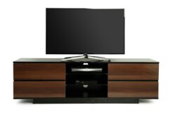 "Rackhams Avitus Gloss Black with 4-Walnut Drawers and 3-Shelf 32""-65"" LED/LCD/Plasma TV Stand" - thumbnail 2