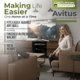 "Rackhams Avitus Gloss Black with 4-Walnut Drawers and 3-Shelf 32""-65"" LED/LCD/Plasma TV Stand" - thumbnail 5