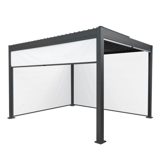 Rackhams Anthracite Aluminium Pergola With White Blinds - 3m x 4m - image 1