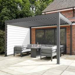 Rackhams Anthracite Aluminium Pergola With White Blinds - 3m x 4m - thumbnail 4