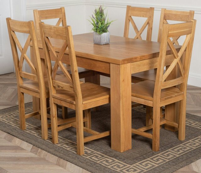 Rackhams Dakota Small Oak Dining Table with Berkeley Oak Chairs - Natural Oak - 6 chairs - image 1