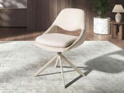 Rackhams Swivel chair in off-white and cream fabric 4246 - thumbnail 3