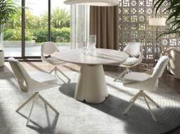 Rackhams Swivel chair in off-white and cream fabric 4246 - thumbnail 4