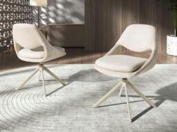 Rackhams Swivel chair in off-white and cream fabric 4246 - thumbnail 6