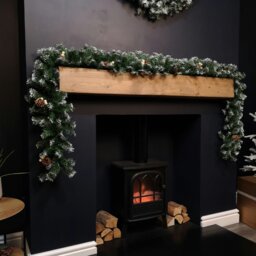Rackhams Premier 270cm (9ft) Christmas Garland Decoration Snow Tips White Berries & Cones
