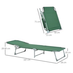 Rackhams Camping Cot Picnic Sun Lounger Portable Folding Chair Patio Green - thumbnail 5