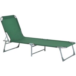 Rackhams Camping Cot Picnic Sun Lounger Portable Folding Chair Patio Green - thumbnail 2