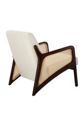 Rackhams Corduroy Beige Armchair with Rattan Armrest - Beige - thumbnail 4